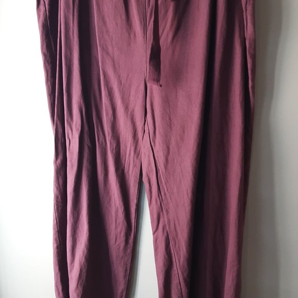 Civico 51 New! Made in Italy Burgundy Wide Linen Cotton Tie-Waist Pants Size 1X - Picture 4 of 16